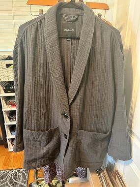 Madewell Charcoal Textured Jacket - Gray - L